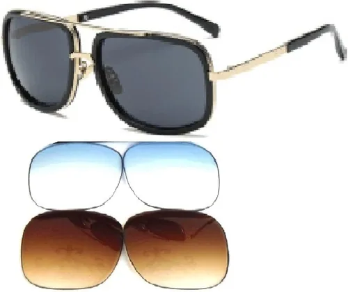 GALAXYLENSE Tony Stark Peter Parker Edith - Lentes cuadrados retro vintage - Gafas de sol Iron Men Spider Men - Lentes de sol de 3 colores 140x147 mm