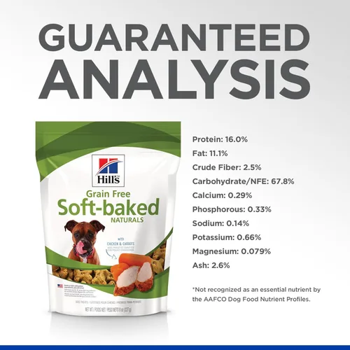 Miniatura 8 de Hill's Sin Cereales Soft Baked Naturals, Para Todas Las Etapas de la Vida, Gran Sabor, Golosinas para Perros, Pollo y Zanahorias, Bolsa de 8 oz
