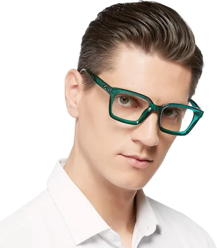 MARE AZZURO Gafas de lectura cuadradas retro 1.00 para hombres lectores grandes 100 125 150 175 200 225 250 275 300 350 400 500 600 (Verde, 1.0)