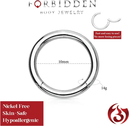 Miniatura 111 de Forbidden Body Jewelry - Piercing para la nariz de acero quirúrgico 316L con bisagra, 14G, 16G, 18G, diámetro de 15/64, 5/16, 25/64, 15/32 pulgadas