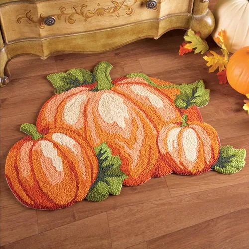 Miniatura 5 de Alfombra de calabaza de Acción de Gracias, 31 x 22 pulgadas, antideslizante, lavable, tapete de bienvenida de otoño, bonito tapete de otoño
