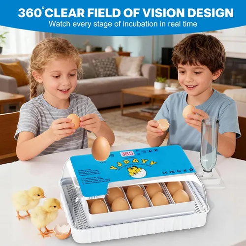 Miniatura 7 de Incubadoras para incubar huevos de 15 a 35 huevos con giro automático de huevos y pantalla de temperatura ℉ Incubadora LED de aves de corral