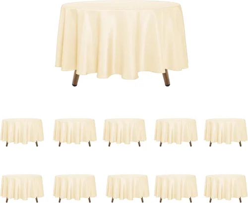 Miniatura 9 de LALAPORT Paquete de 10 manteles redondos de poliéster de 108 pulgadas color negro de alta calidad para bodas, fiestas, eventos, banquetes, bufés