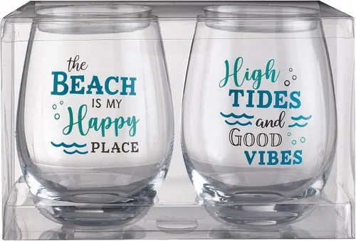 Miniatura 3 de Lillian Rose Beach Life - Juego de copas de vino, 4.75", transparente (Modelo: G142 TB)