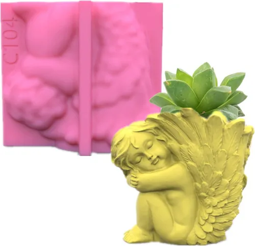 Miniatura 6 de Molde de maceta de ángel Molde de silicona para plantas de flores, molde de maceta de hormigón de fundición