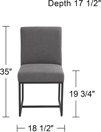 Miniatura 2 de 55 Downing Street Silla de comedor Myles de tela gris y metal negro
