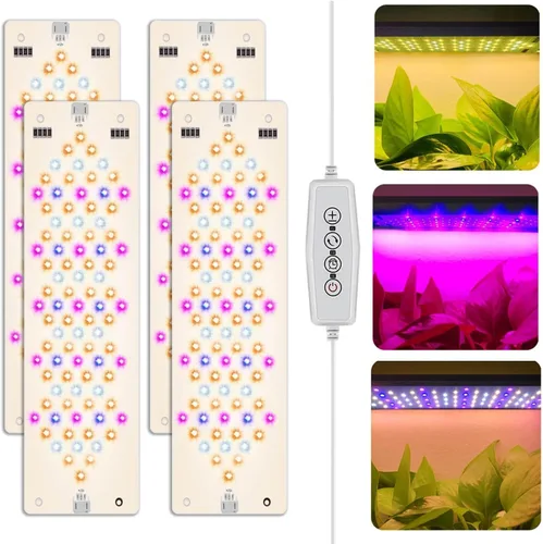 Luces de cultivo para plantas de interior de 40 W, panel ultrafino, lámpara de cultivo de plantas de 11.8 pulgadas, luz blanca cálida y luz roja