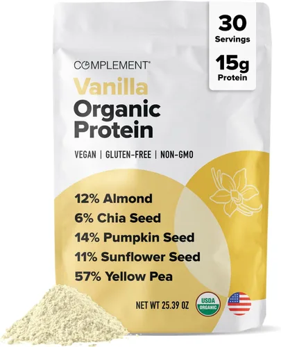 Miniatura 9 de Complement Proteína vegana de chocolate orgánico en polvo (15 porciones) baja en carbohidratos, baja en calorías, sin azúcar, sin soja, sin OMG, sin