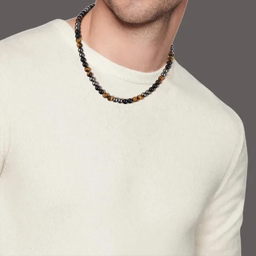 Miniatura 3 de GAVU Collar de Cuentas para Hombre, Collar de Cristal de Triple Protección para Hombres