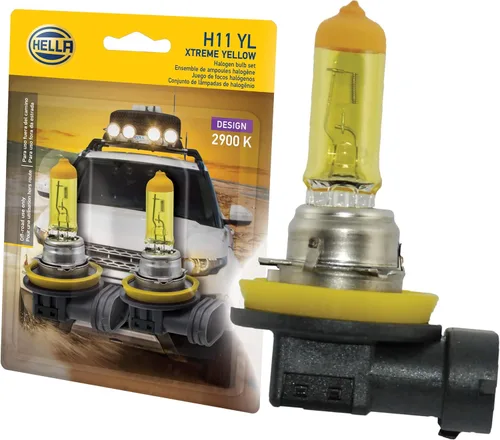 HELLA Bombilla H11 YL Twin Blister Xtreme Amarilla (12V 55W), Paquete de 2