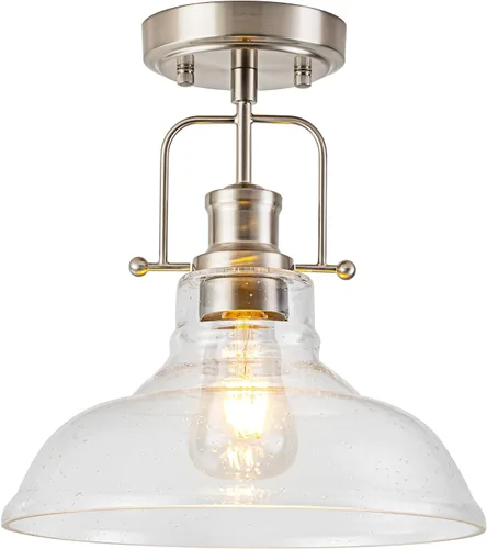 Miniatura 9 de WILON Lámpara de techo rústica de granja, luz de techo de vidrio semillado, luces de techo semiempotradas óxido, accesorios de iluminación