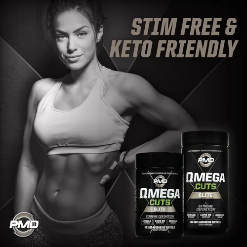 Miniatura 4 de PMD Sports Omega Cuts Elite - Fórmula de definición de pérdida de grasa muscular - Ácidos grasos Omega, MCT y CLA para definición muscular