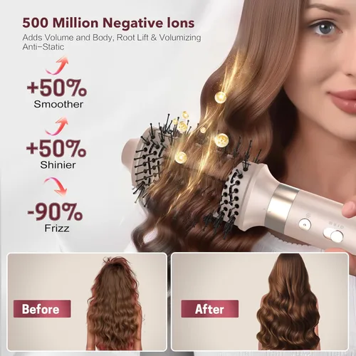 Miniatura 4 de Mythsight StyleVibe 6-en-1 secador de aire, secador de pelo y cepillo secador de pelo con estuche de viaje - Rulos de enrollado automático (L/R)
