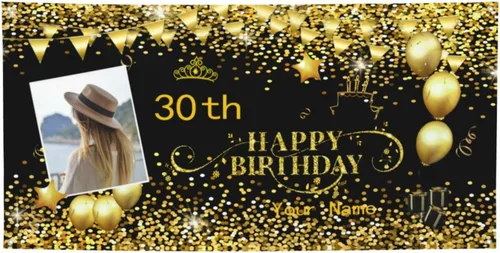 Cartel personalizado de feliz cumpleaños con foto/nombre para mujeres, hombres, niños, fiesta de cumpleaños, suministros de decoración de interiores
