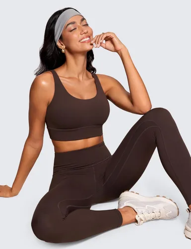 Miniatura 85 de CRZ YOGA Butterluxe - Brasier deportivo con espalda en U para mujer, cuello redondo, acolchado, de bajo impacto, para yoga, entrenamiento