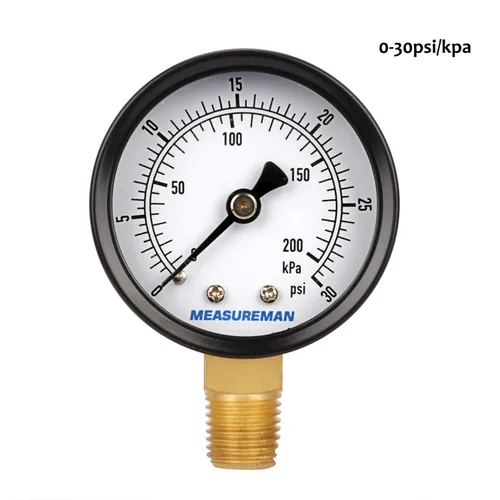 Miniatura 3 de MEASUREMAN Conjunto de medidor de presión de gas de latón de 2", conexión FNPT de 3/4", 0-30 psi/kpa, +/-3-2-3% de precisión