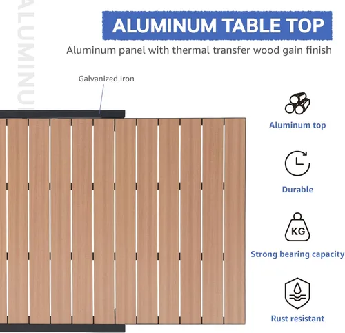 Miniatura 4 de Soleil Jardin Mesa de Comedor Extensible de Aluminio para Patio, 63" - 105", Mesa Rectangular Ajustable para Interiores y Exteriores con Superficie