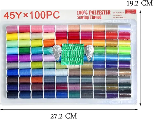 Miniatura 5 de Kit de costura de 100 colores Juego de hilo de poliéster práctico
