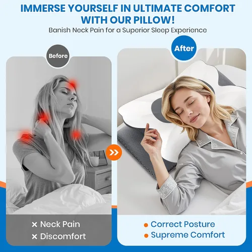 Miniatura 3 de Almohada cervical de cuello TranquilMoments para dormir, almohada de espuma viscoelástica para dormir de lado, almohadas ergonómicas para alivio