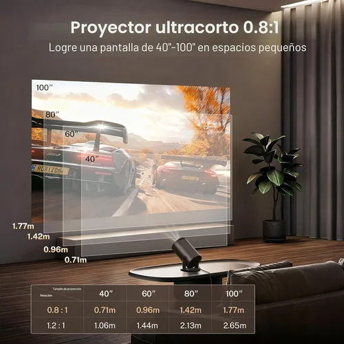 Miniatura 4 de Mini proyector con WiFi 6 y Bluetooth 5.4 Auto Vertical Keystone incorporado Android 14 OS, 1080P 4K compatible portátil 180° proyector giratorio