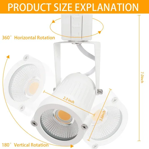 Miniatura 6 de Cabezales de iluminación de pista de 12 W, cabezales de luz de riel H para iluminación de acento, tareas, obras de arte, hogar, luces de pista Blanco
