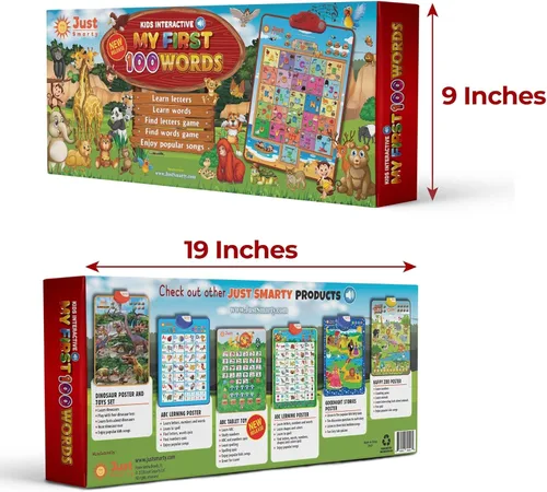 Miniatura 7 de Just Smarty Juguetes de aprendizaje interactivos de las primeras 100 palabras para niños de 2 años Póster educativo de palabras del alfabeto