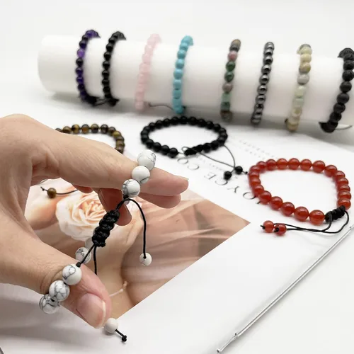 Miniatura 7 de Svovin Juego de 12 pulseras de piedras preciosas curativas de cuentas de 0.315in para hombres y mujeres, unisex, ojo de tigre, amatista, energía