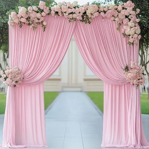 Miniatura 70 de Cortinas de telón de fondo blanco de 30 pies x 8 pies para fiestas de boda, 6 paneles de 5 pies x 8 pies, cortinas de fotografía de poliéster sin
