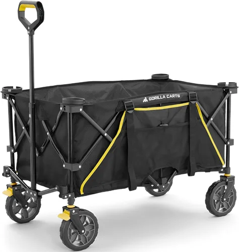 Miniatura 11 de Gorilla Carts Vagón utilitario colapsible plegable para exteriores, cama de gran tamaño de 7 pies cúbicos, capacidad de carga de 150 libras, rojo