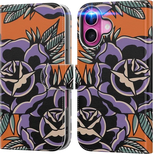 Miniatura 93 de DEENAKIN Funda tipo cartera para iPhone 15 con tarjetero + clip para efectivo, bloqueo RFID, protección contra caídas de grado militar y obras
