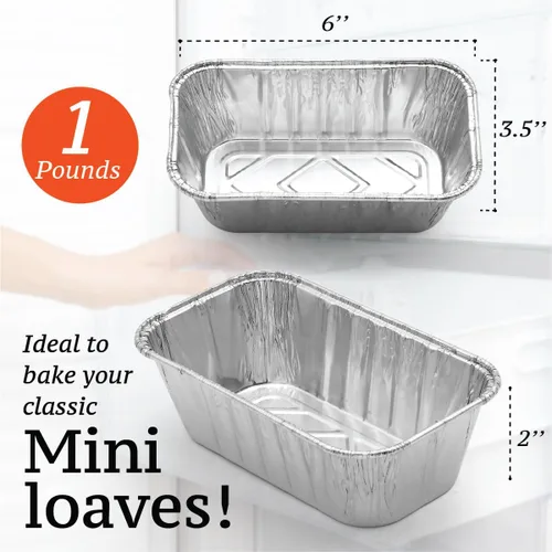 Miniatura 2 de Paquete de 35 mini moldes para pan de papel de aluminio de 1 libra, moldes de pan de aluminio para hornear, perfectos para hornear panes, pasteles