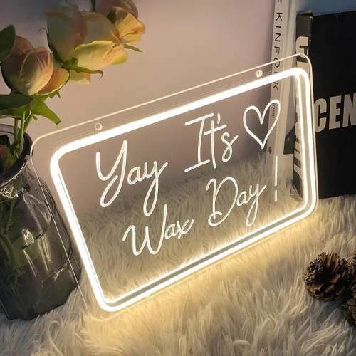 Miniatura 4 de Letrero de neón con texto en inglés "Yay It's Wax Day", decoración de arte 3D, diseño de talla artística en 3D, para interiores, dormitorio, luz