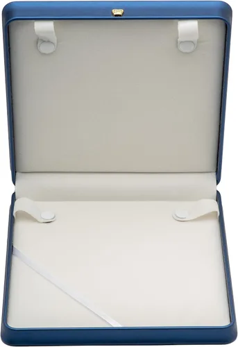 Miniatura 2 de COWFEX Cadena larga de perlas PU collar caja de regalo vitrina soporte de almacenamiento (azul oscuro)