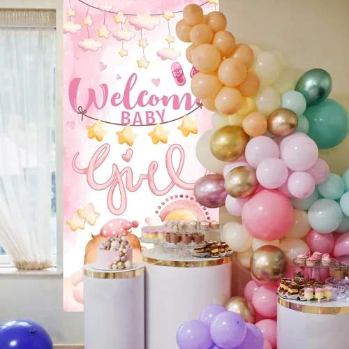 Miniatura 6 de Cartel de bienvenida para puerta de bebé, decoración de baby shower para niñas, letrero de puerta, fondo de fotografía de fiesta de revelación