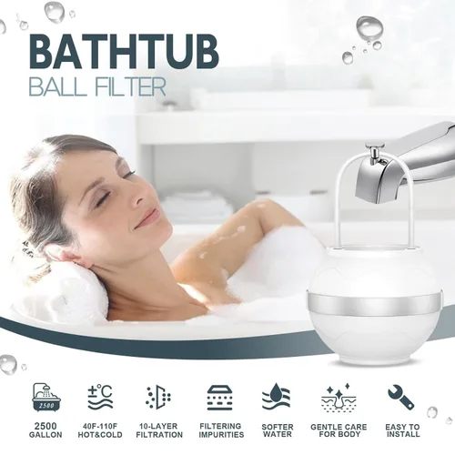 Miniatura 2 de Filtro de baño para grifo de bañera, filtro de agua de baño de 10 etapas de 2,500 galones, elimina contaminantes y equilibrador de pH, mejora