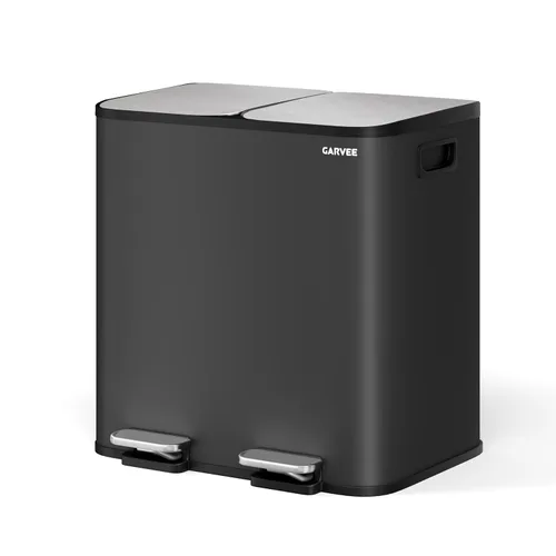 Miniatura 16 de GarveeHome 2 x 10.6 gal Botes de Basura Dobles de Acero Inoxidable con Tapa para Cocina, Combo Grande de Bote de Basura Dual y Reciclaje, Botes