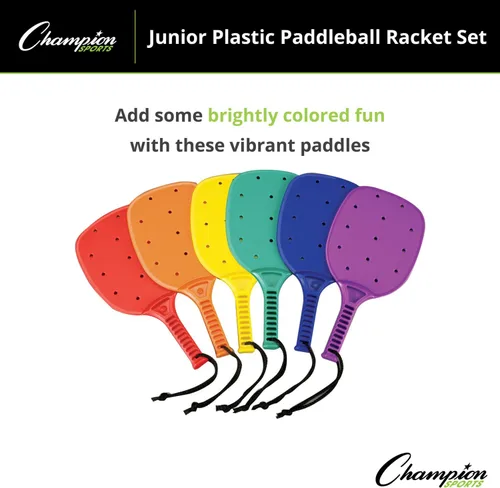 Miniatura 5 de Champion Sports Plastic & Foam Racket Sets – Durable, Lightweight Paddles for Youth Play & PE, Paddleball, Racquetball