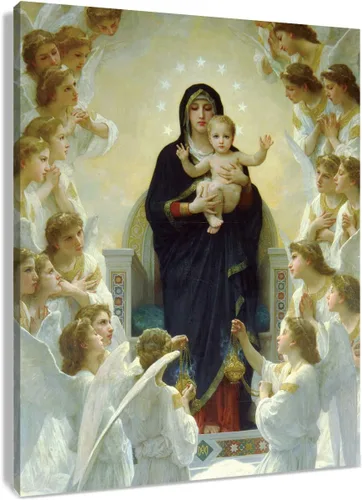 Miniatura 10 de LB Lienzo decorativo para pared, diseño de ángel y paraíso de Cristo Jesús en el cielo, impresiones en lienzo cristianas para sala de estar
