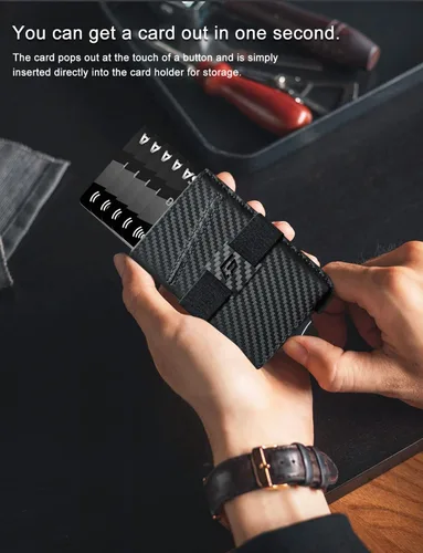 Miniatura 3 de Cartera delgada de aluminio con tarjetero, Negro carbón, Minimalista