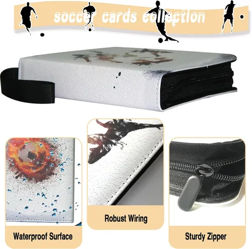 Miniatura 2 de Carpeta de tarjetas de fútbol, carpeta de tarjetas de la Copa del Mundo, 4 bolsillos con 50 fundas extraíbles, se adapta a 400 tarjetas deportivas
