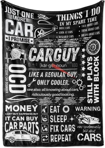 Huglanket Regalos Car Guy Mantas para Hombres, Manta de Franela para Amantes de los Automóviles, Mecánicos, Entusiastas - Cumpleaños, Navidad,