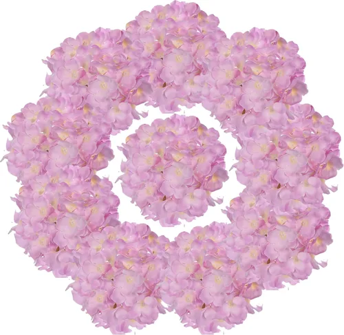 Miniatura 23 de Cabezas de hortensias de seda con tallos de flores artificiales para decoración del hogar, boda, paquete de 10 unidades (rosa melocotón)