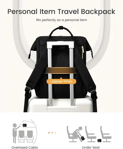 Miniatura 7 de LOVEVOOK - Mochila de computadora portátil para mujer con bolsillo gigante para tarros, mochila de 15.6 pulgadas, impermeable, mochila de viaje