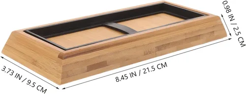 Miniatura 3 de Yardwe Soporte de piedra de afilar de bambú con base de goma antideslizante, ideal para afilar cuchillos de cocina en el hogar, 8.46 x 3.74 x 0.98