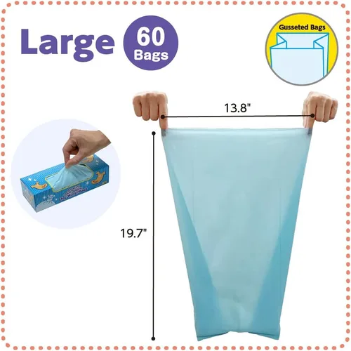 Miniatura 2 de BOS Amazing Odor Sealing Dog Poop Bags - Duraderas, sin perfume [Tamaño: L, Color: azul claro] (60 unidades, paquete de 1) (60 bolsas)