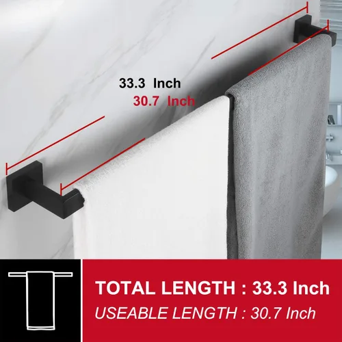 Miniatura 3 de KOKOSIRI Barra de Toalla Individual de 32 Pulgadas, Soporte de Toalla para Baño o Cocina, Toallero de Pared de Acero Inoxidable SUS304, Negro Mate
