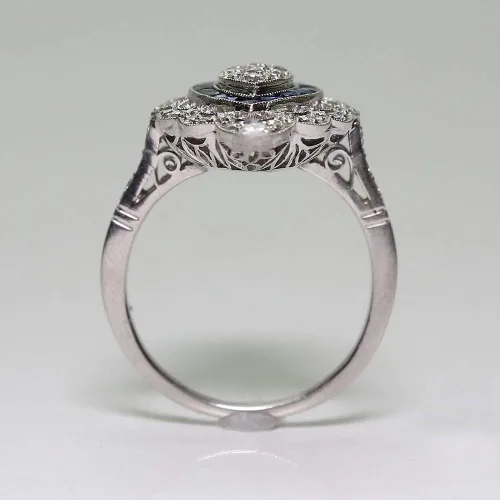 Miniatura 4 de Anillo de plata de ley 925 brillante con diamantes de zafiro, corte lágrima, circonita cúbica, anillos de compromiso de eternidad, anillo de boda