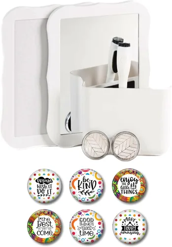 Miniatura 6 de Charmed By Dragons Accesorios magnéticos para casillero, kit de decoración de casillero: espejo, pizarra blanca, taza para lápices y 6 imanes