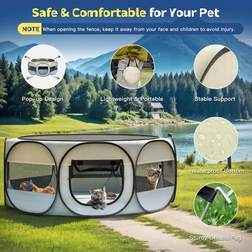 Miniatura 5 de VavoPaw Corralito para Animales Pequeños, Caja de Crianza de Pollos con Tapa Superior, Carpa de Jaula Portátil para Ejercicio al Aire Libre