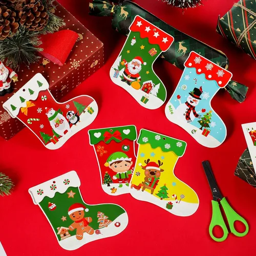 Miniatura 4 de Containlol Kit de 48 piezas de manualidades de Navidad para niños, kit de adornos de medias de Navidad, para hacer tu propio árbol de Navidad